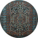 Round Machine Washable Persian Light Blue Traditional Rug, wshtr687lblu