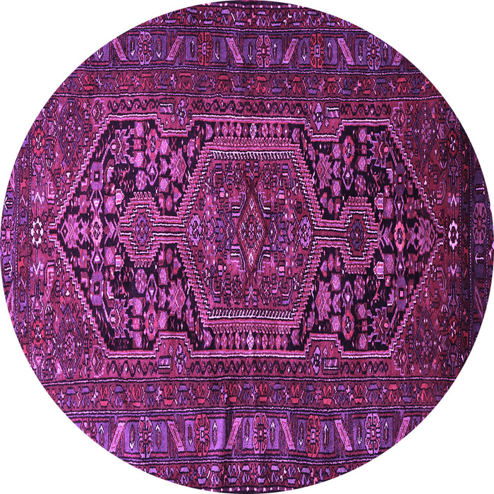 Round Persian Purple Traditional Rug, tr687pur
