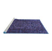 Sideview of Machine Washable Persian Blue Traditional Rug, wshtr687blu