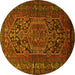 Round Persian Yellow Traditional Rug, tr687yw