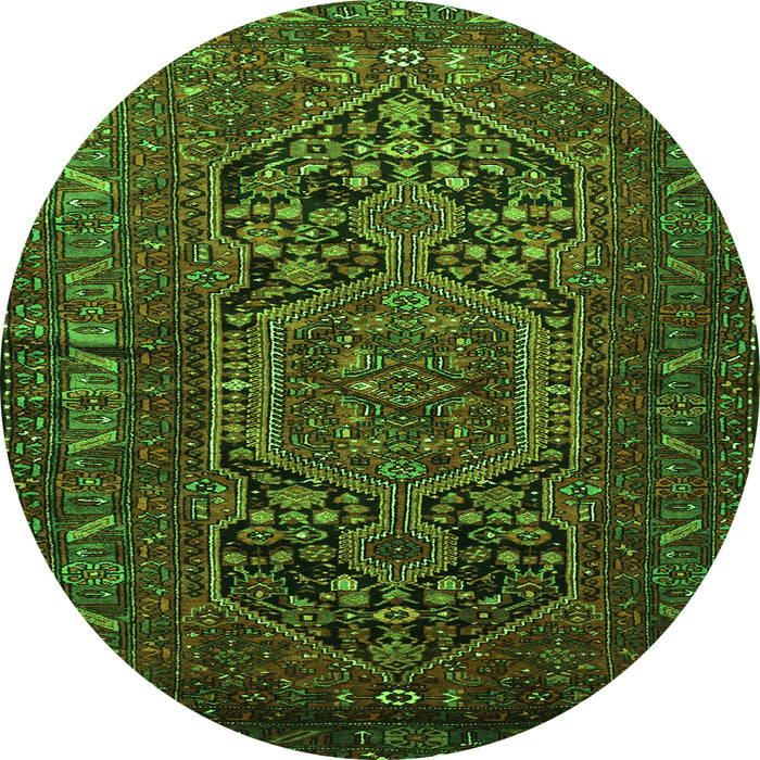 Square Persian Green Traditional Rug, tr687grn