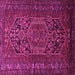 Square Machine Washable Persian Pink Traditional Rug, wshtr687pnk