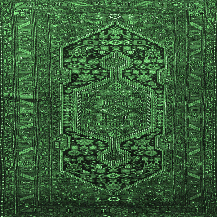 Square Persian Emerald Green Traditional Rug, tr687emgrn