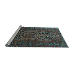 Sideview of Machine Washable Persian Light Blue Traditional Rug, wshtr687lblu