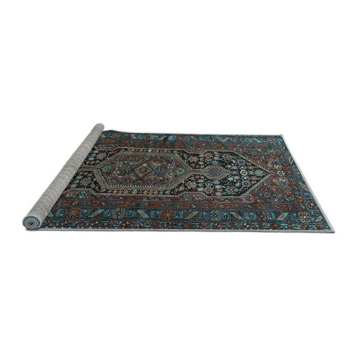Sideview of Machine Washable Persian Light Blue Traditional Rug, wshtr687lblu
