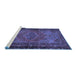 Sideview of Machine Washable Persian Blue Traditional Rug, wshtr688blu