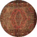 Round Persian Brown Traditional Rug, tr688brn