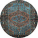 Round Persian Light Blue Traditional Rug, tr688lblu