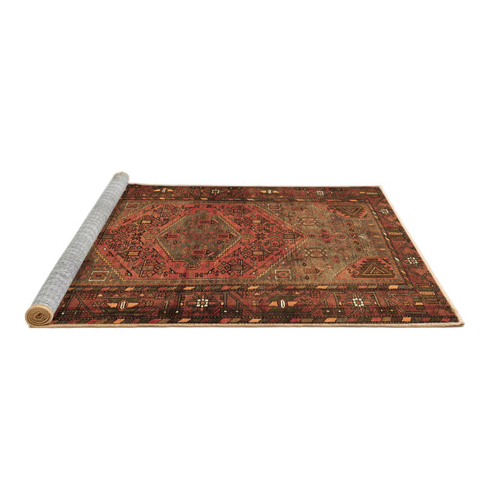 Sideview of Machine Washable Persian Brown Traditional Rug, wshtr688brn