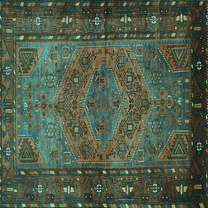 Square Machine Washable Persian Turquoise Traditional Area Rugs, wshtr688turq