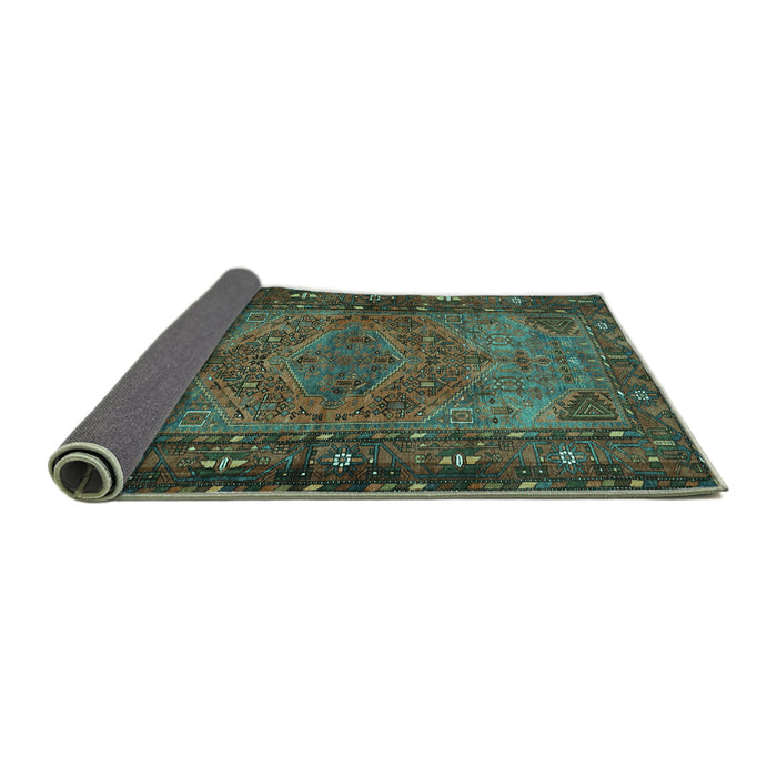 Sideview of Persian Turquoise Traditional Rug, tr688turq