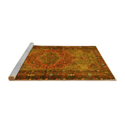 Sideview of Machine Washable Persian Yellow Traditional Rug, wshtr688yw