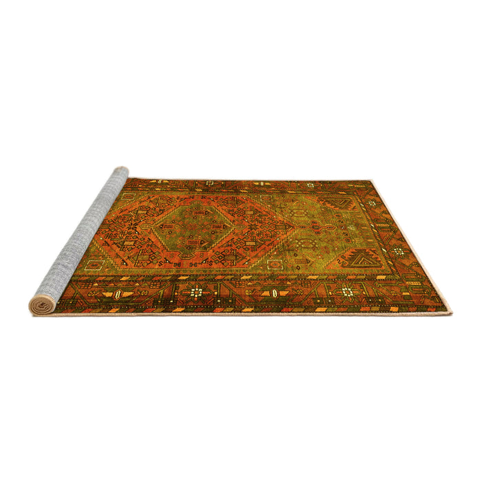 Sideview of Machine Washable Persian Yellow Traditional Rug, wshtr688yw