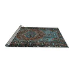 Sideview of Machine Washable Persian Light Blue Traditional Rug, wshtr688lblu