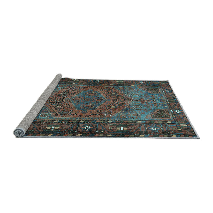 Sideview of Machine Washable Persian Light Blue Traditional Rug, wshtr688lblu
