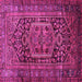 Square Machine Washable Persian Pink Traditional Rug, wshtr689pnk