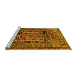 Sideview of Machine Washable Persian Yellow Traditional Rug, wshtr689yw