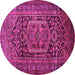 Round Machine Washable Persian Pink Traditional Rug, wshtr689pnk