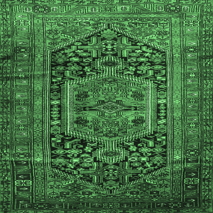 Square Machine Washable Persian Emerald Green Traditional Area Rugs, wshtr689emgrn