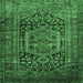 Square Machine Washable Persian Emerald Green Traditional Area Rugs, wshtr689emgrn
