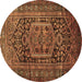 Round Persian Brown Traditional Rug, tr689brn