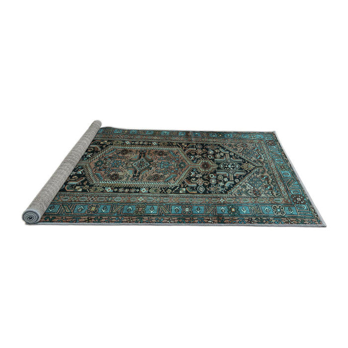 Sideview of Machine Washable Persian Light Blue Traditional Rug, wshtr689lblu
