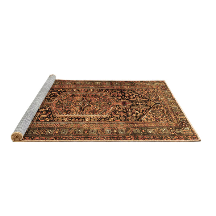 Sideview of Machine Washable Persian Brown Traditional Rug, wshtr689brn