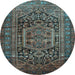 Round Persian Light Blue Traditional Rug, tr689lblu