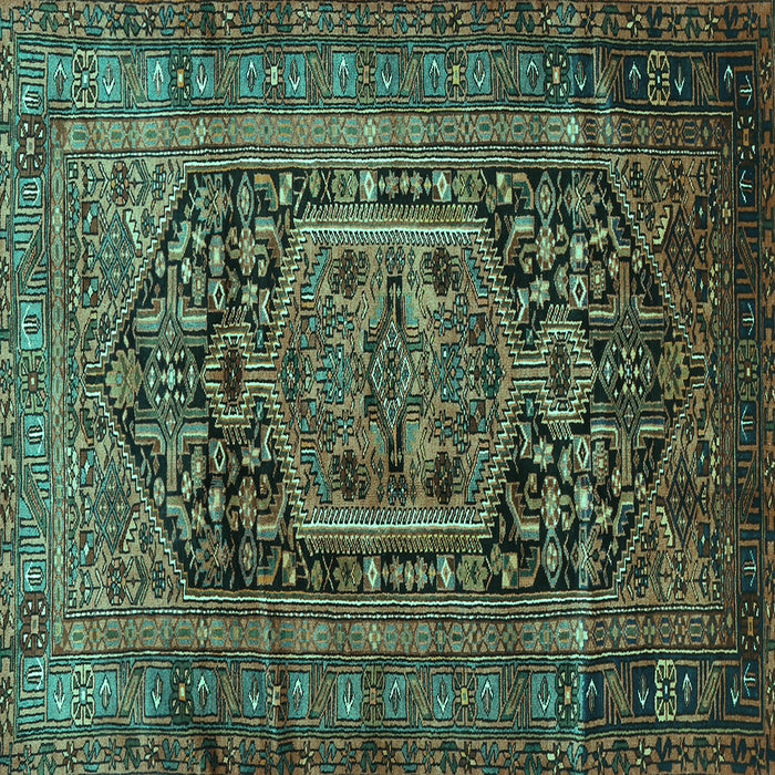 Square Machine Washable Persian Turquoise Traditional Area Rugs, wshtr689turq