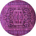 Round Machine Washable Persian Purple Traditional Area Rugs, wshtr689pur