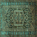 Square Persian Turquoise Traditional Rug, tr689turq