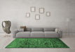 Machine Washable Persian Emerald Green Traditional Area Rugs in a Living Room,, wshtr689emgrn
