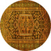 Round Persian Yellow Traditional Rug, tr689yw