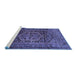 Sideview of Machine Washable Persian Blue Traditional Rug, wshtr689blu