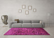 Machine Washable Persian Pink Traditional Rug in a Living Room, wshtr689pnk