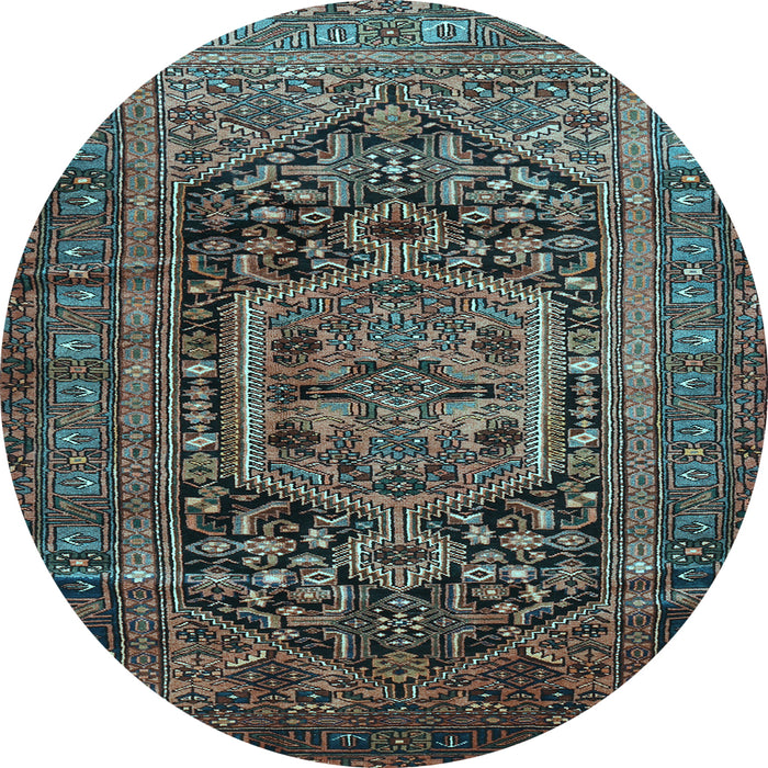 Round Machine Washable Persian Light Blue Traditional Rug, wshtr689lblu