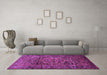Machine Washable Persian Purple Traditional Area Rugs in a Living Room, wshtr689pur