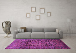 Machine Washable Persian Purple Traditional Area Rugs in a Living Room, wshtr689pur