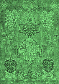 Animal Emerald Green Traditional Rug, tr68emgrn