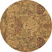 Round Animal Brown Traditional Rug, tr68brn