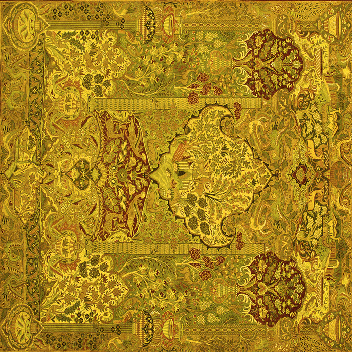 Square Machine Washable Animal Yellow Traditional Rug, wshtr68yw