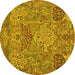 Round Animal Yellow Traditional Rug, tr68yw