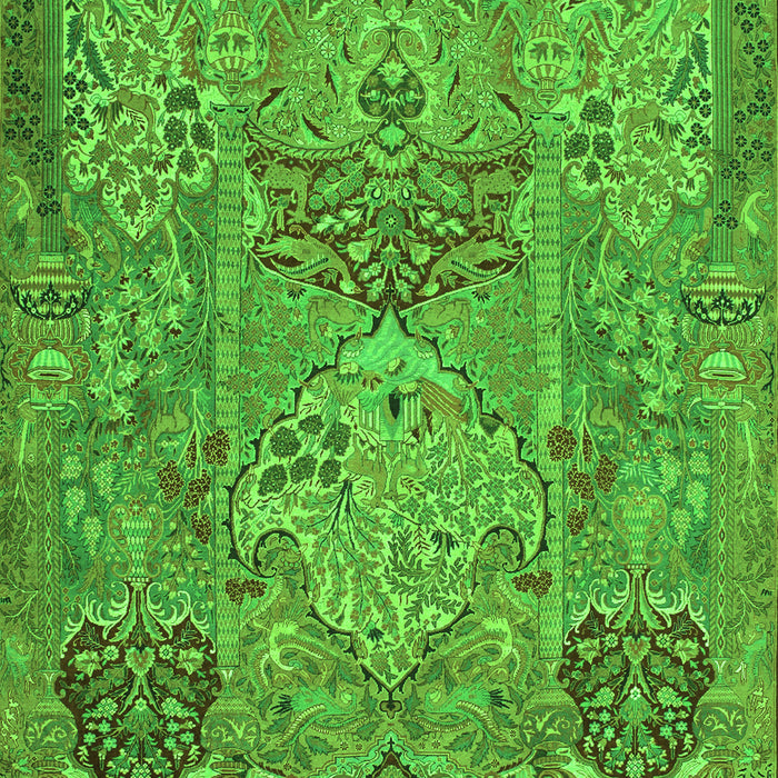 Serging Thickness of Machine Washable Animal Green Traditional Area Rugs, wshtr68grn