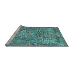 Sideview of Machine Washable Animal Light Blue Traditional Rug, wshtr68lblu