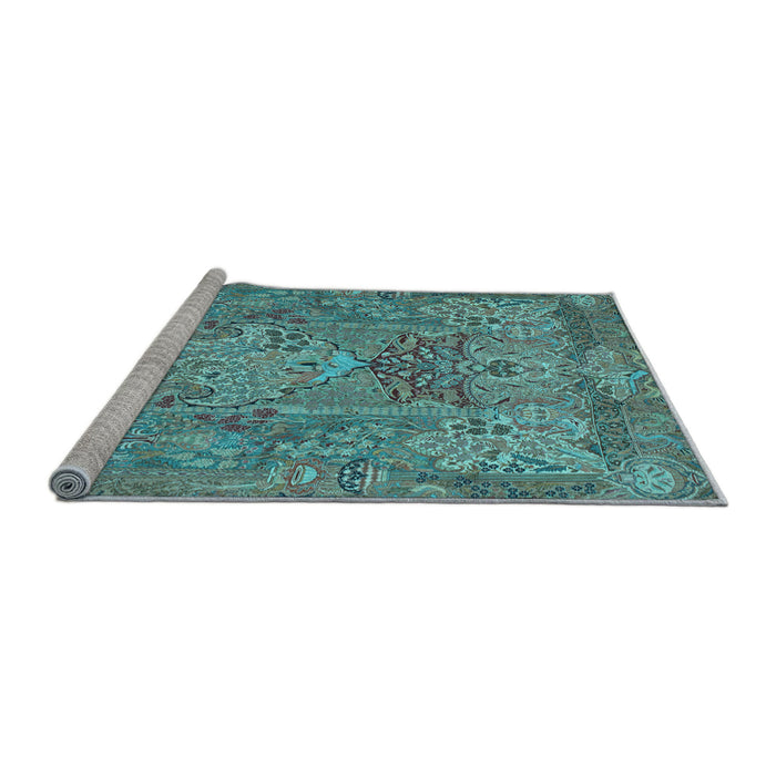 Sideview of Machine Washable Animal Light Blue Traditional Rug, wshtr68lblu