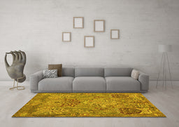 Machine Washable Animal Yellow Traditional Rug in a Living Room, wshtr68yw