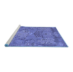 Sideview of Machine Washable Animal Blue Traditional Rug, wshtr68blu