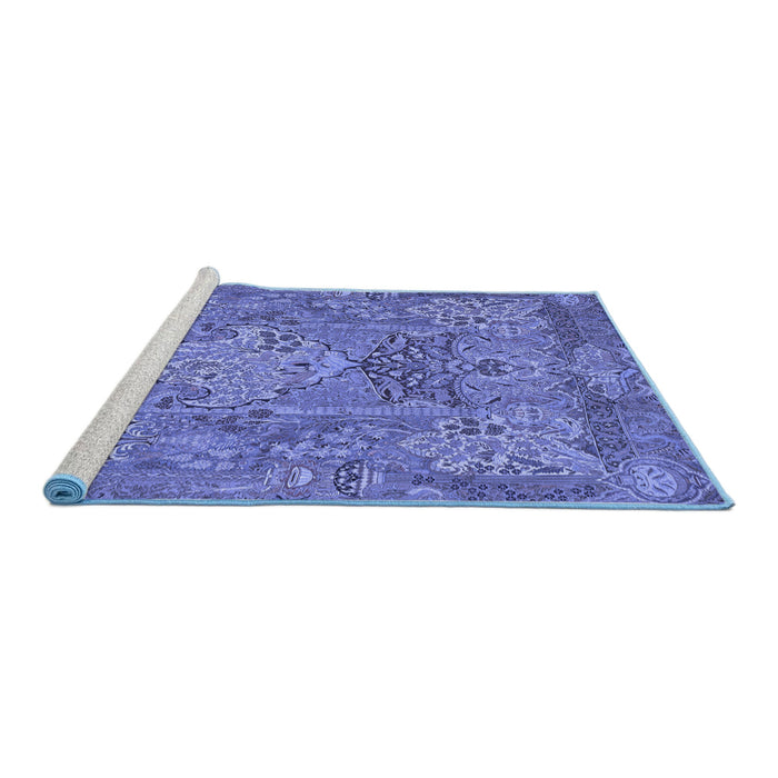 Sideview of Machine Washable Animal Blue Traditional Rug, wshtr68blu