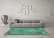 Machine Washable Animal Turquoise Traditional Area Rugs in a Living Room,, wshtr68turq