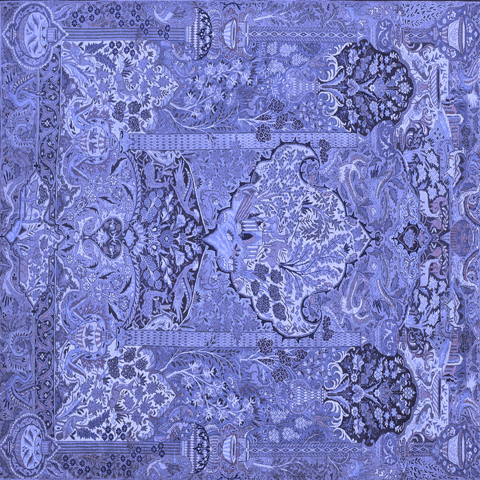 Square Machine Washable Animal Blue Traditional Rug, wshtr68blu